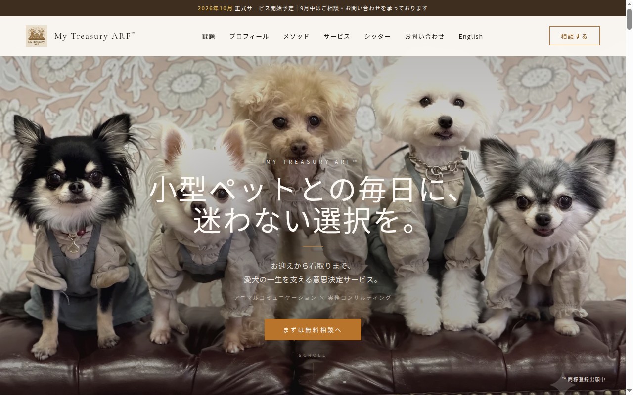 My Treasury ARF 実サイトのトップページ